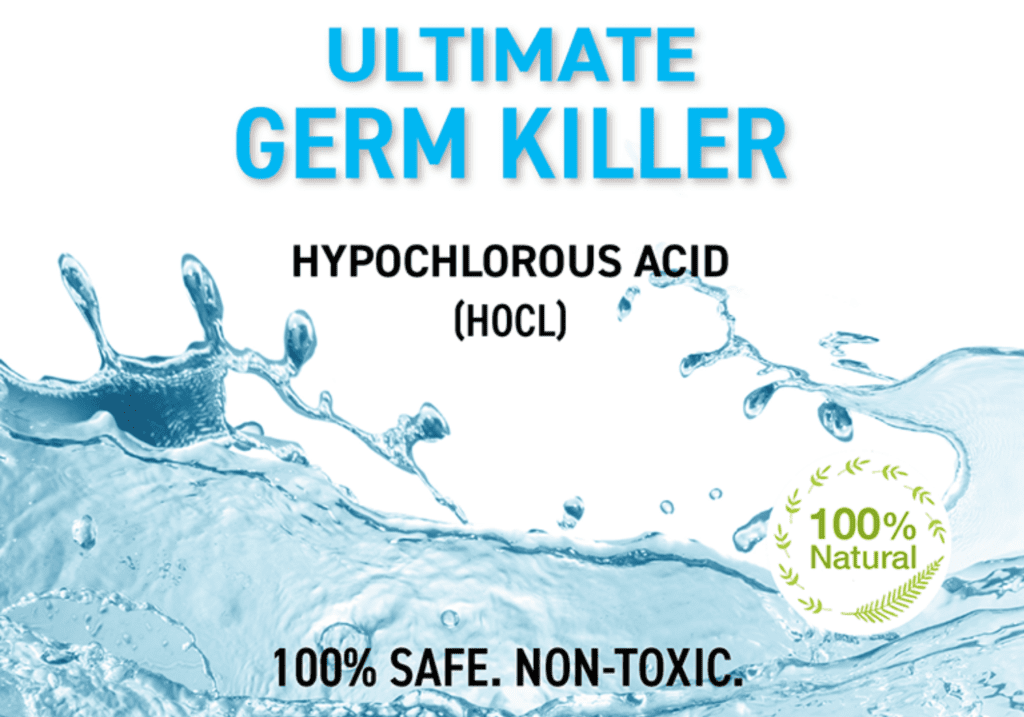 The poster of ultimate germ killer with water and white background